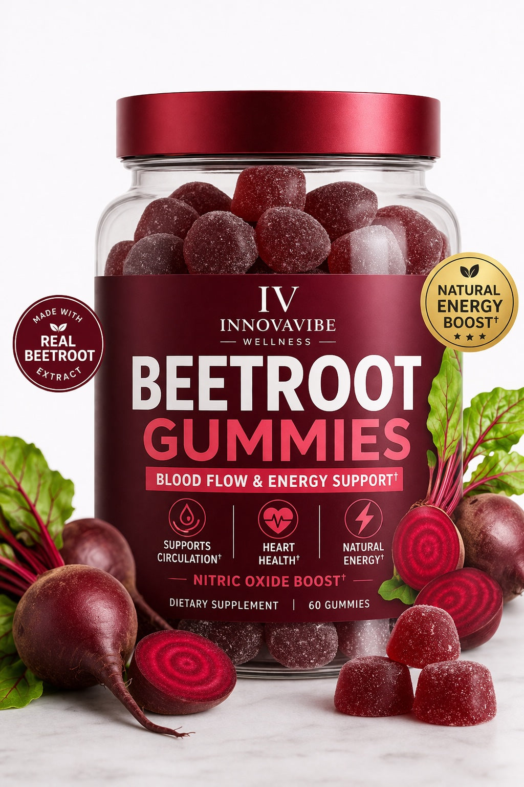Beetroot Gummies – Blood Flow & Energy Support