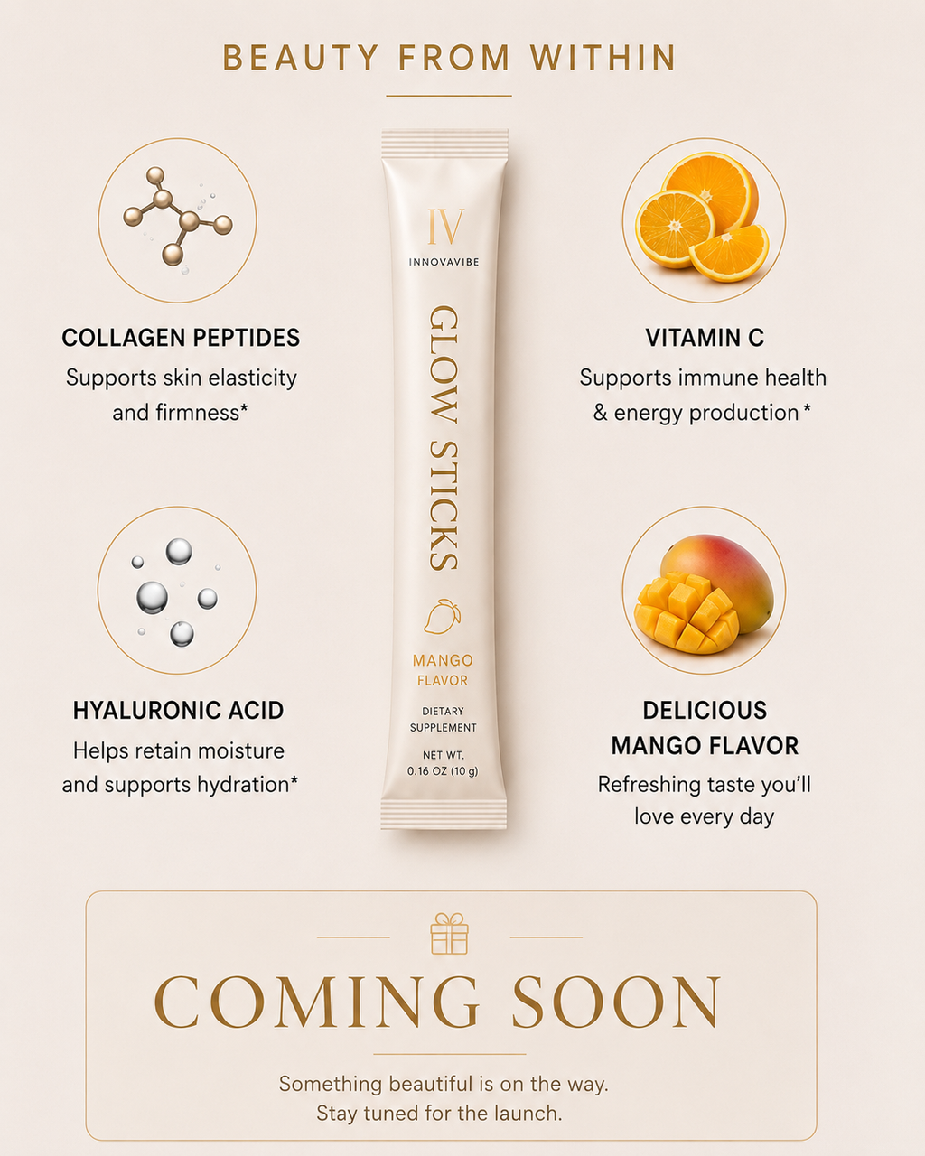 INNOVAVIBE Glow Sticks | Mango Collagen Peptides